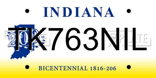 TK763NIL Indiana License Plate
