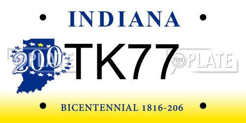 TK77 Indiana License Plate