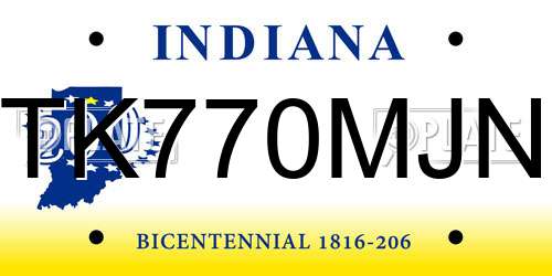 TK770MJN Indiana License Plate