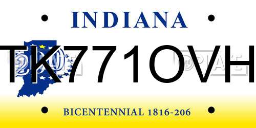 TK771OVH Indiana License Plate