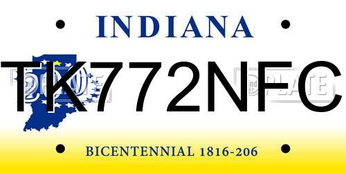 TK772NFC Indiana License Plate