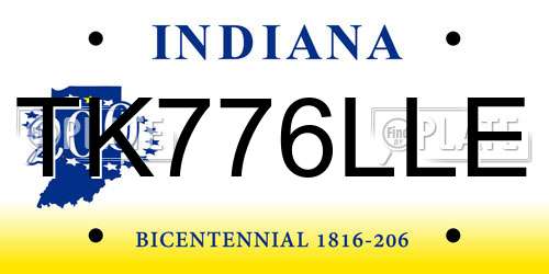 TK776LLE Indiana License Plate