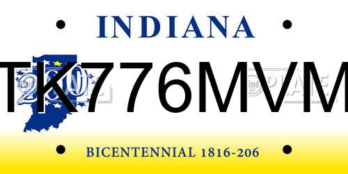 TK776MVM Indiana License Plate