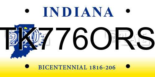 TK776ORS Indiana License Plate