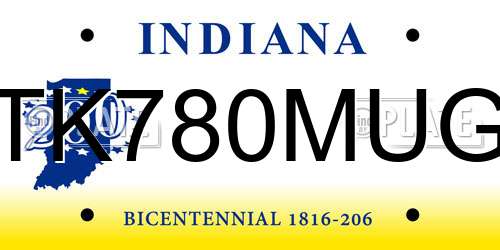 TK780MUG Indiana License Plate
