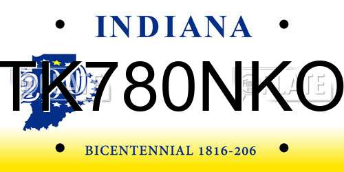 TK780NKO Indiana License Plate
