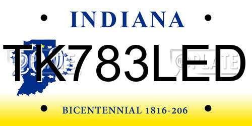 TK783LED Indiana License Plate