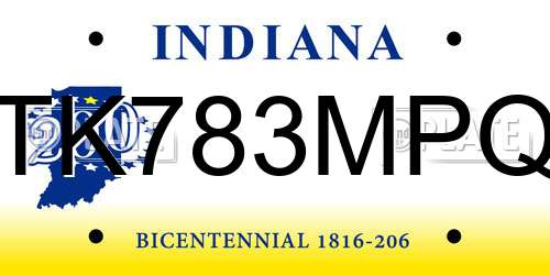 TK783MPQ Indiana License Plate