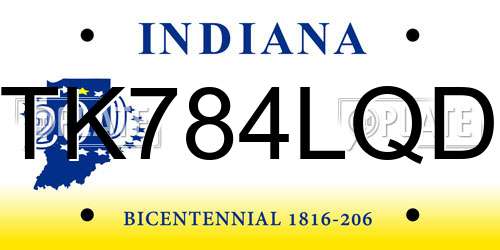TK784LQD Indiana License Plate