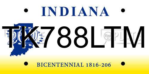 TK788LTM Indiana License Plate