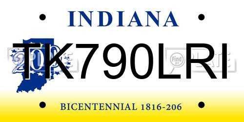 TK790LRI Indiana License Plate