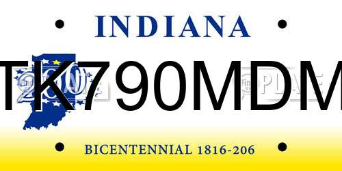 TK790MDM Indiana License Plate