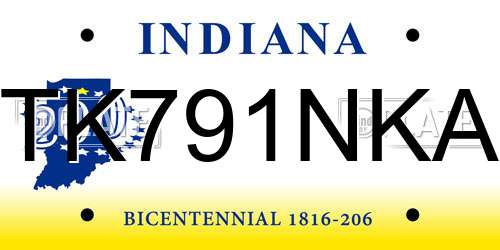 TK791NKA Indiana License Plate