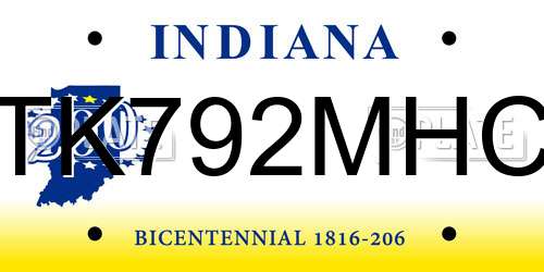 TK792MHC Indiana License Plate