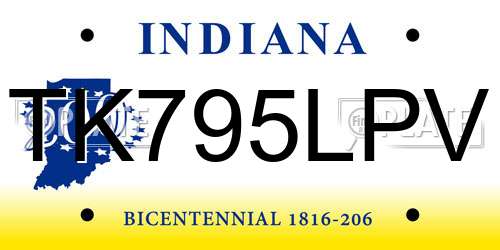 TK795LPV Indiana License Plate