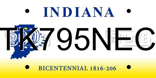 TK795NEC Indiana License Plate