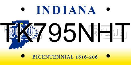 TK795NHT Indiana License Plate