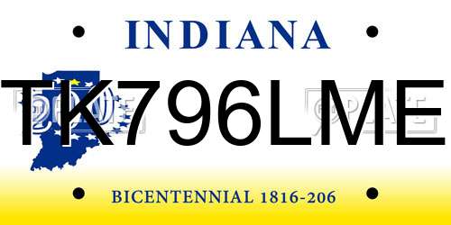 TK796LME Indiana License Plate