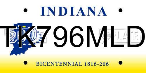 TK796MLD Indiana License Plate
