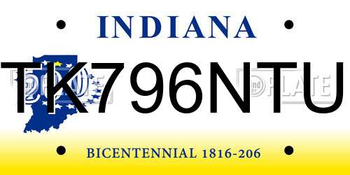 TK796NTU Indiana License Plate