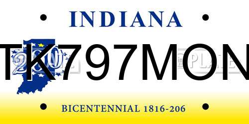 TK797MON Indiana License Plate