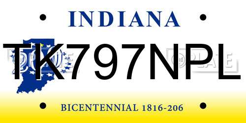 TK797NPL Indiana License Plate