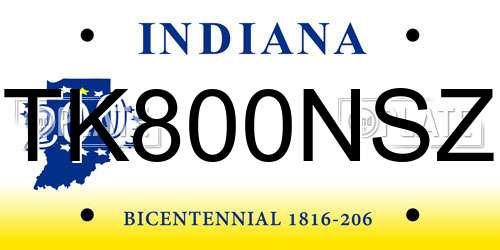 TK800NSZ Indiana License Plate