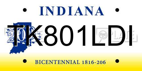 TK801LDI Indiana License Plate