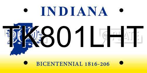 TK801LHT Indiana License Plate