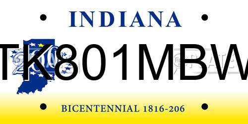 TK801MBW Indiana License Plate