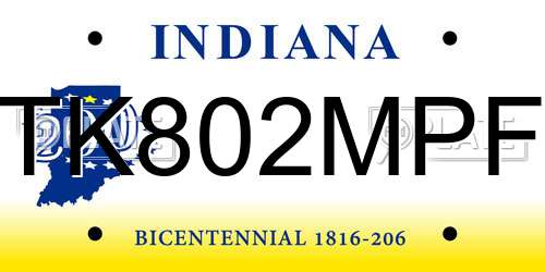 TK802MPF Indiana License Plate