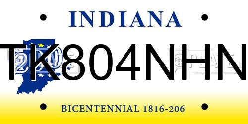 TK804NHN Indiana License Plate