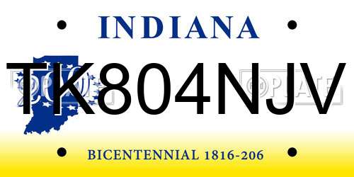 TK804NJV Indiana License Plate
