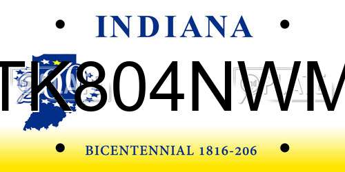 TK804NWM Indiana License Plate