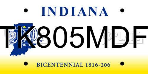 TK805MDF Indiana License Plate