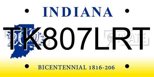 TK807LRT Indiana License Plate
