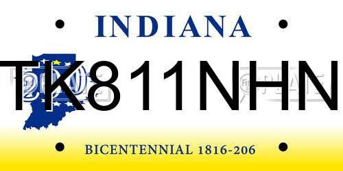 TK811NHN Indiana License Plate