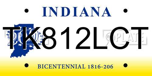 TK812LCT Indiana License Plate