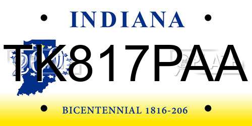 TK817PAA Indiana License Plate