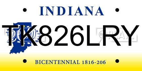 TK826LRY Indiana License Plate