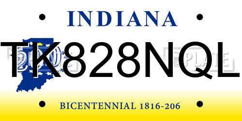 TK828NQL Indiana License Plate