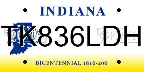 TK836LDH Indiana License Plate