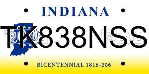 TK838NSS Indiana License Plate