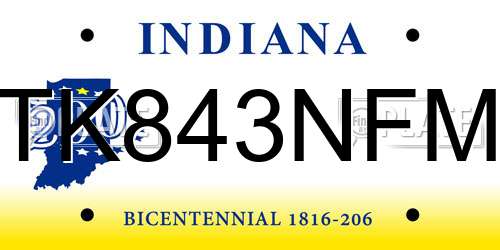TK843NFM Indiana License Plate