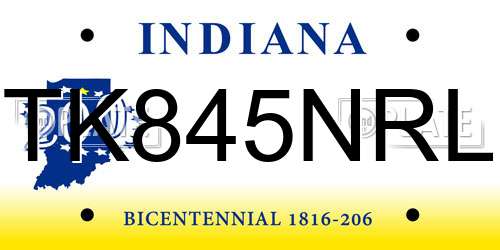 TK845NRL Indiana License Plate