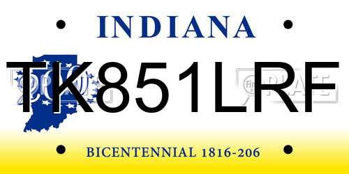TK851LRF Indiana License Plate