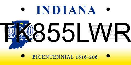 TK855LWR Indiana License Plate