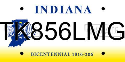 TK856LMG Indiana License Plate