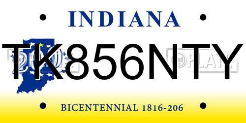 TK856NTY Indiana License Plate