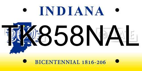 TK858NAL Indiana License Plate